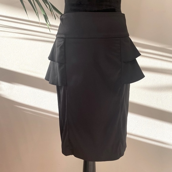 Portmans Skirts Portmans Midi Skirt Satin Black Formal Knee Lenght
